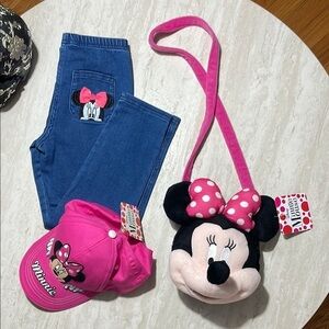 NEW Disney + Calzedonia Minnie Mouse Set (Leggings *5, bag, hat)